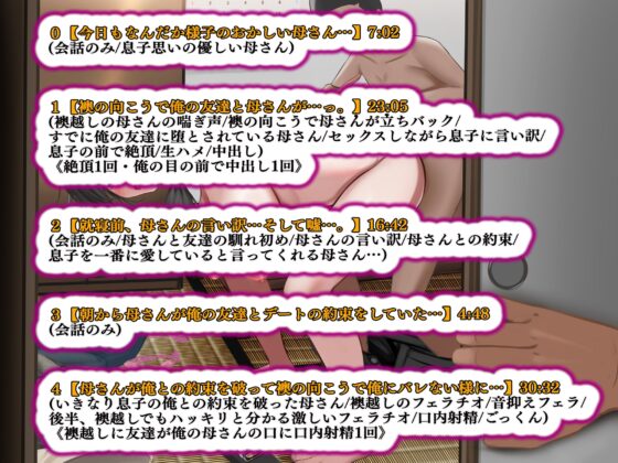 【KU100】俺の大好きな母さんが… 俺の知らない間に俺の友達と母さんが真剣交際していて普段から俺に隠れて俺と母さんの家でヤリまくっていた…。 [キャットフォックス] | DLsite 同人 - R18