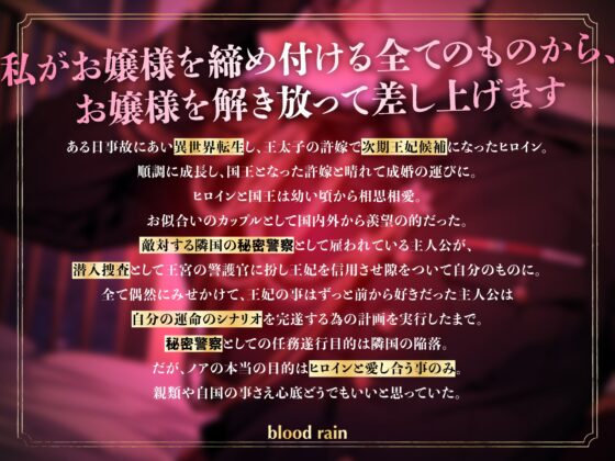 敵国の秘密警察に婚礼前夜の王妃候補な私が、孕ませ溺愛レ○プで快楽堕ちするなんて、ありえないんですけど?! [blood rain] | DLsite がるまに