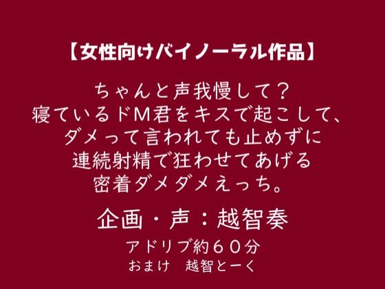 【女性向けバイノーラル】ちゃんと声我慢して?寝ているドM君をキスで起こして、ダメって言われても止めずに連続射精で狂わせてあげる密着ダメダメえっち。【KU100】 [淫乱物語] | DLsite がるまに