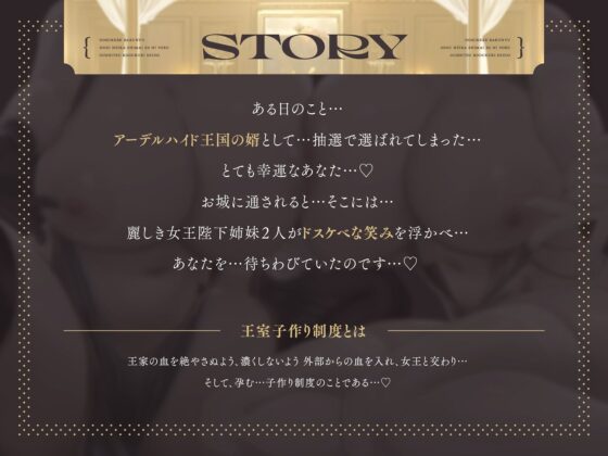 【Wオホ声×W女王】〜ロイヤルおセックス〜王国の抽選によりボクは種婿になった…ドスケベ爆乳女王陛下姉妹×2による王室子作り制度♪(マヨタマ) - FANZA同人