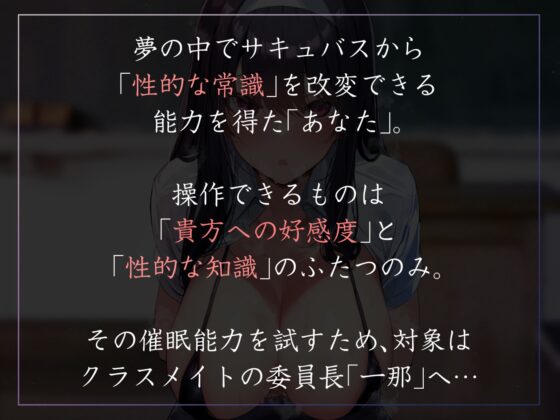 【常識改変特化】クラスメイトの真面目委員長を催○能力で性的な知識を書き換え意識をそのままに生ハメ可能の性処理担当係へ【過激な凌○なし・性格そのまま】 [あとりえスターズ] | DLsite 同人 - R18