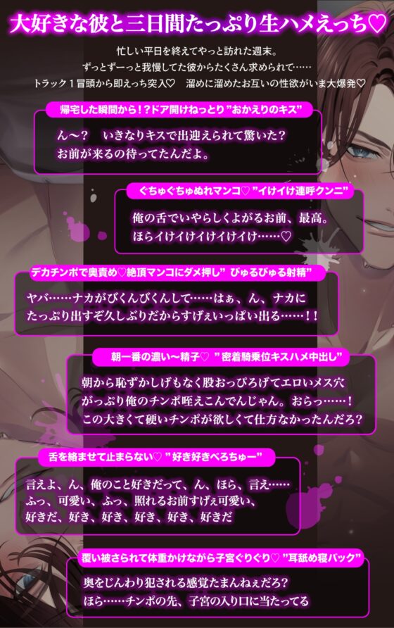 【全編ほぼセックス】「休みの間、ヤりまくるからな」絶倫彼氏晴哉くんといちゃらぶ生ハメセックス→三日間で射精7回・絶頂14回中出し【※舐め音50分以上ループ無し※】 [Under Rain] | DLsite がるまに