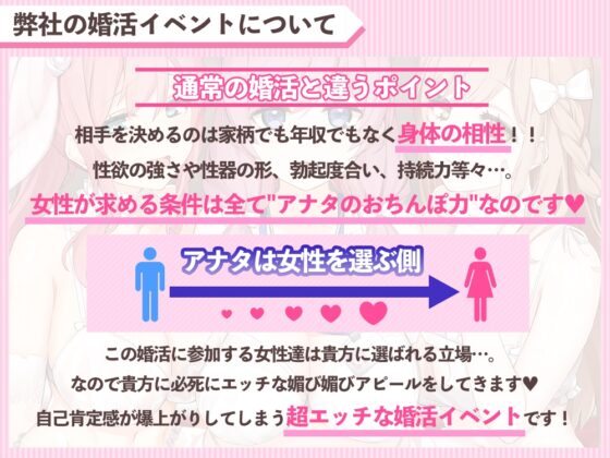 【4時間↑】身体の相性から始める婚活～女の子達のメスアピールに自己肯定感(おちんぽ)爆上がり☆ お気に入りの女の子(おまんこ)選んで生ハメ中出し婚!!～ [ブラックマの嫁] | DLsite 同人 - R18