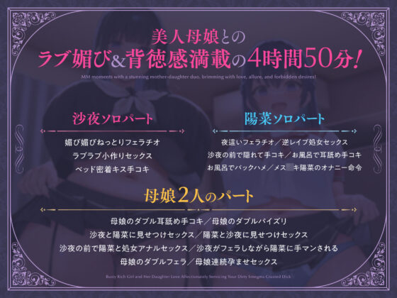 巨乳ドスケベお嬢様とその娘がチンカス汚ちんぽに媚び媚びご奉仕してくれるお話♪【KU100】(ホロクサミドリ) - FANZA同人