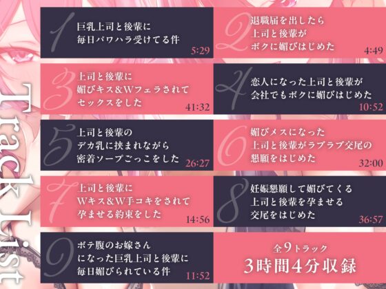 【6周年記念作品/本編3時間/7大特典】あなたを大好きなドスケベ爆乳上司と後輩に媚び媚び求愛される甘々孕ませハーレム【バイノーラル】 [幸福少女] | DLsite 同人 - R18