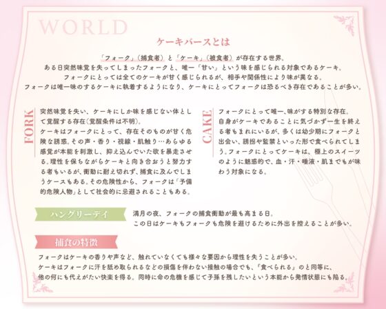 ケーキバース「君だけが、俺を満たす味」 〜ショートケーキは口の中で蕩ける〜 忍耐&執着フォーク×煽り&甘えん坊ケーキ【約230分】 [SivAsh] | DLsite がるまに