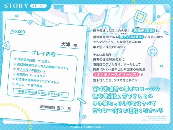 オナホナース♂クリニック～ツンデレ処女ナース君と拘束目隠しオホ声性交♡～ [シトロンイエロー] | DLsite がるまに