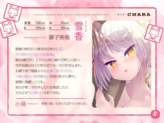 母性あふれる純情お狐様にちんぽお世話をおねだり。毎日調教して発情オナホ狐様にしたった。3匹目！（KU100マイク収録作品）(めすぷれ♪)｜FANZA同人