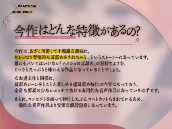 カナル型イヤホン専用！全編ド密着の圧迫耳舐め〜小悪魔な義妹におねだりされて断れない！？ナイショのなめなめ編〜(舌ノ音工房)｜FANZA同人