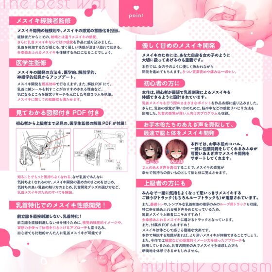 【医学生監修/図解解説PDF入】乳首メスイキ特化！みんなと喘いで 脳に快感を刻み込む後戻りできない 1ヶ月間 甘マゾ乳首メスイキトレーニング【収録時間 4時間超！】 [サークルナーサリ―] | DLsite 同人 - R18