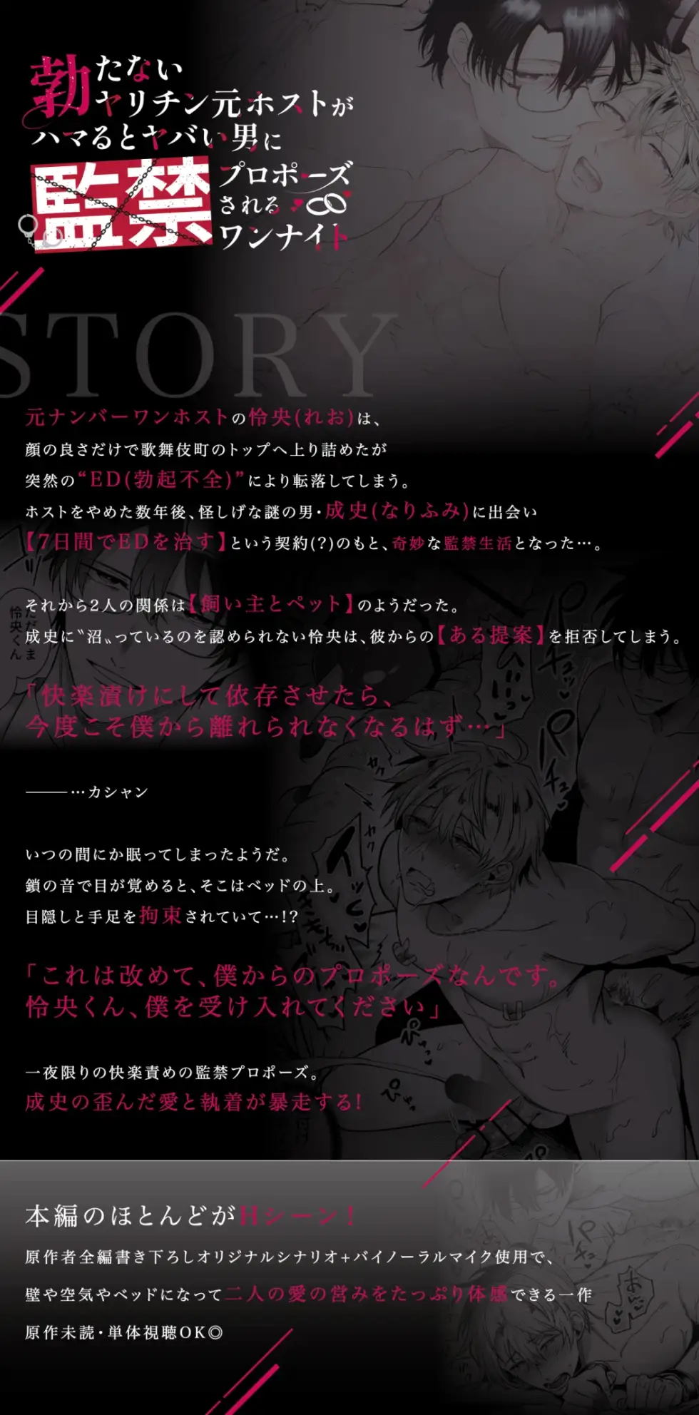 ボイスドラマ勃たないヤリチン元ホストがハマるとヤバい男に監禁プロポーズされるワンナイト [すめし屋さん] | DLsite がるまに