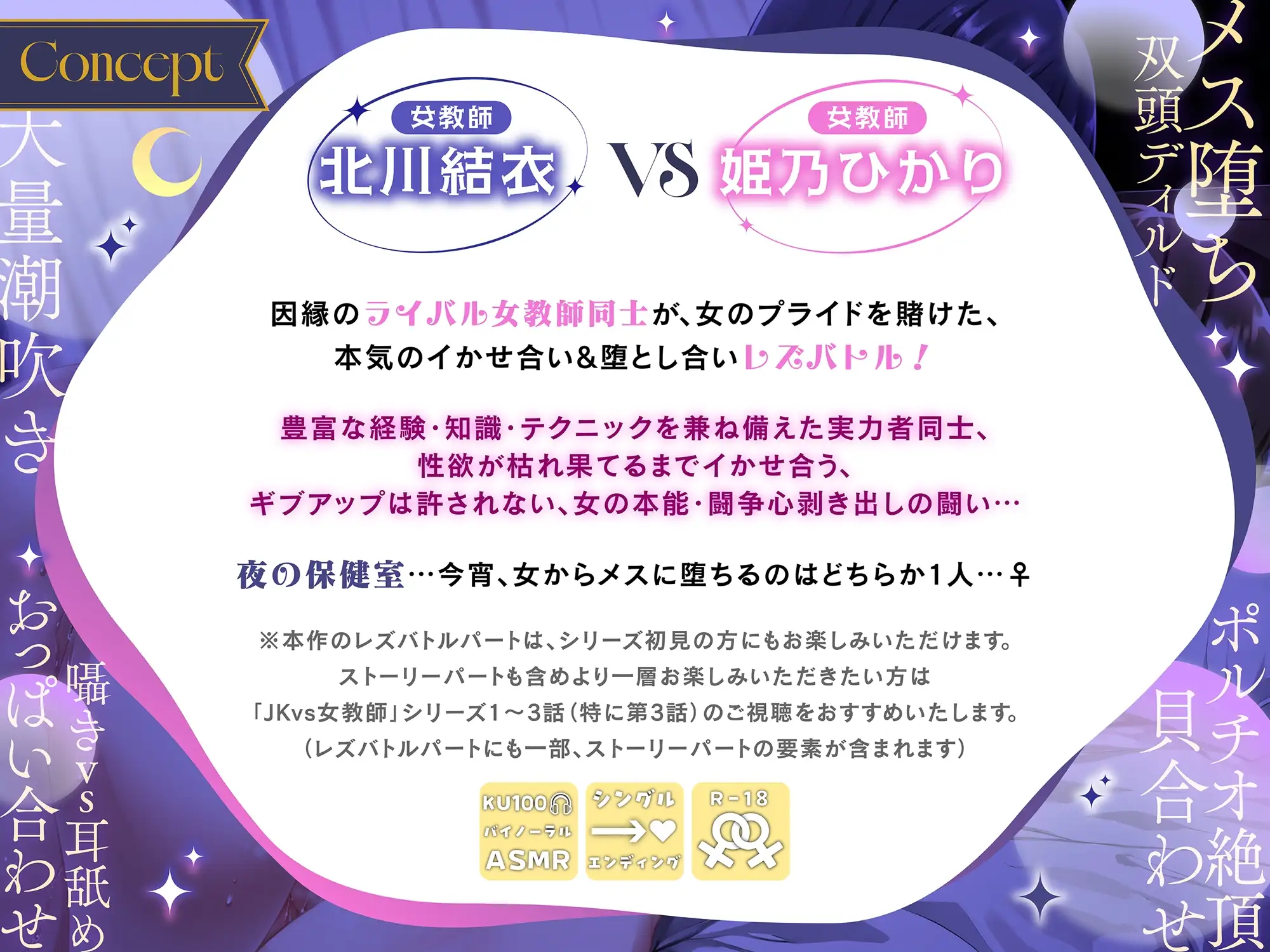【KU100】夜の保健室で秘密のレズバトル！ 女教師「北川結衣」vs女教師「姫乃ひかり」 [ゆりしすたーず] | DLsite 同人 - R18