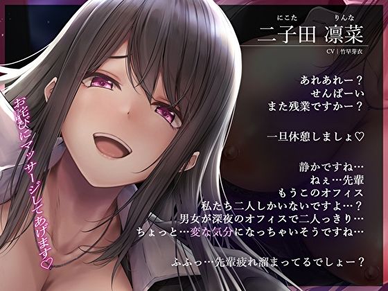 からかい上手な可愛い後輩の密着誘惑。連日続いた残業中の耳元甘々囁きで理性崩壊→何度もおちんぽ喰べられた新婚の俺(バタリンコちゃん) - FANZA同人