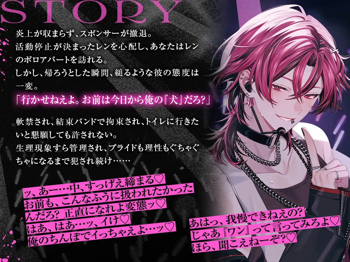 【裏垢炎上×尊厳破壊】UNDER:DOLL 01. レン 裏垢炎上編「トイレ?ダメに決まってんだろ。そこで漏らすまで我慢しろ、俺の犬なんだからさァ♡」 [Cone and Dome] | DLsite がるまに