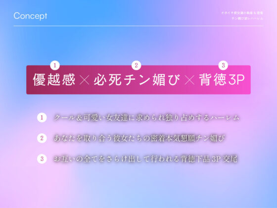 【逆NTR三角関係/ドスケベ差分イラスト】彼女と彼女の執着＆密着チン媚び逆レハーレム〜ドスケベ女友達×2のチンポ取り合い子作り3P〜