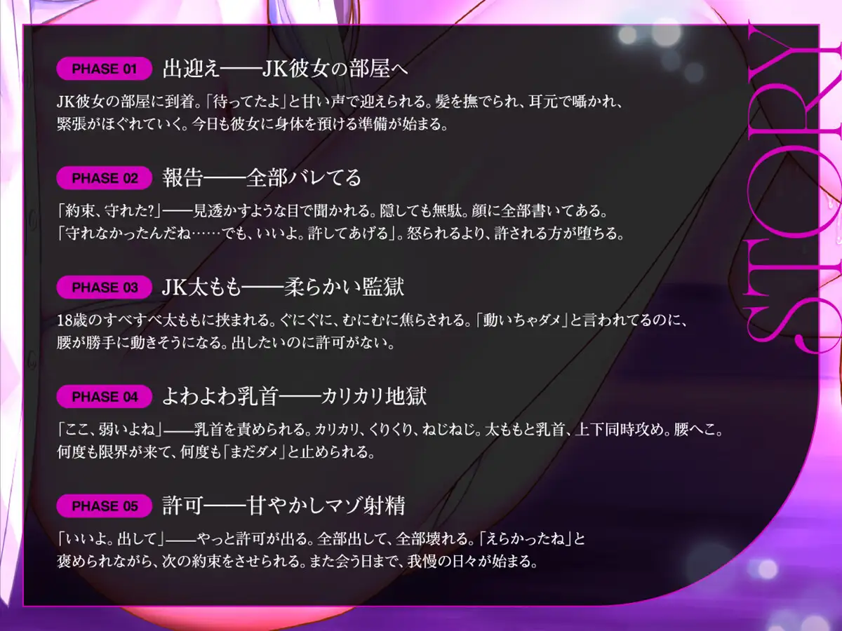甘やかしマゾ射精～JK太ももとよわよわ乳首で腰へこ～【許可制オナサポ】 [被支配中毒] | DLsite 同人 - R18