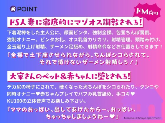 マゾオス調教専用アパート 〜デカ尻!爆乳!人妻大家様の悪魔的な調教性活〜 【KU100】(ドM騎士団) - FANZA同人