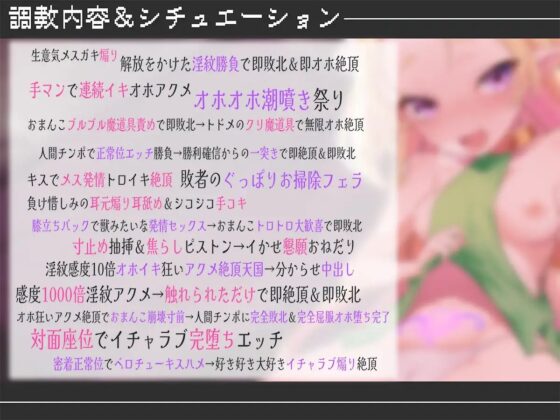 メスガキシルフィちゃんのよわよわおまんこ淫紋勝負～絶対に負けたくない→即敗北♪連続オホ声アクメでイキ狂い絶頂天国♪ご褒美は感度1000倍チンポセックス～ [あむーるΩるーむ] | DLsite 同人 - R18