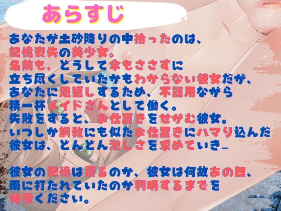 【特典付】土砂降りの中拾ったロリ系美少女は記憶喪失だった⁉不器用なドMメイドさんがあなただけに尽くしまくってくれるラブラブえっちなボイスドラマ♪ [だいしゅきホールディングス] | DLsite 同人 - R18