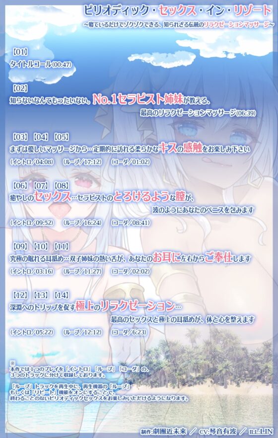 【耳で聴くリトリート】ピリオディック・セックス・イン・リゾート～寝ているだけでゾクゾクできる、知られざる伝統のリラクゼーションマッサージ～【バイノーラル】 [劇團近未来] | DLsite 同人 - R18