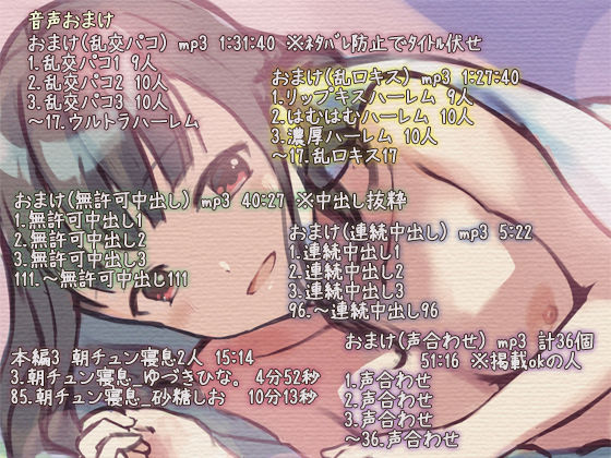 経験人数＋96 無許可中出し〜96人のオフパコ8時間21分＋96人のキス9時間8分＋連続中出し集＋ウルトラハーレム〜(ぺありふこうぼう) - FANZA同人