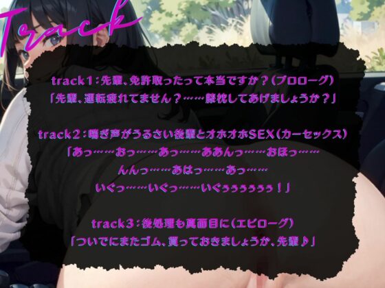 【KU100】喘ぎ声がうるさい後輩と、車外まで大声カーセックス♪(ご奉仕プレイ) - FANZA同人