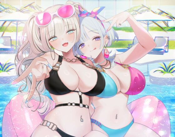 【KU100】夏乳ハーレムinマリンパレス! デカパイ白ギャル逆ナンセックス♪