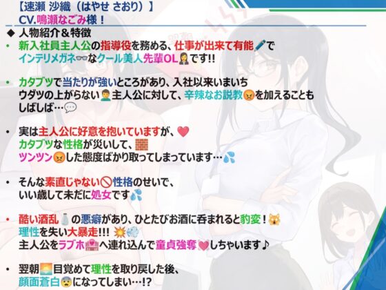 泥●暴走ワンナイトラブ♪翌朝顔面蒼白…!!(゜Д゜;) 普段カタブツなインテリメガネ先輩OLが酒乱ドスケベ豹変♪【酒乱⇔シラフのリバーシブル耳舐め満載!!】