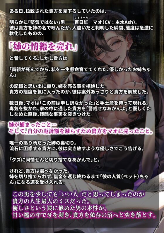 【関西弁反社おにいさんの】僕、ええ趣味しとる言うたやろ? ～貴方は身内の不始末で怖いお兄さんの人質(ペット)ちゃんになりました～【オクスリずぶずぶ快楽漬け】 [parasite garden] | DLsite がるまに