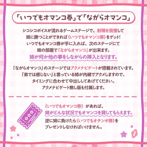 【しこゲーム】姉のオマンコしか勝たん「ながらオマンコ1」〜だる姉との射精我慢ゲームで我慢できたら《いつでもオマンコ券》をゲット〜【アクメナビゲート搭載】 [072LABO] | DLsite 同人 - R18