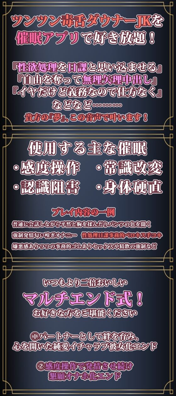 【ダウナーツンツン女調教】オナホ化催眠～ノリ悪ダウナーJKを催眠アプリで常識改変～ [あとりえスターズ] | DLsite 同人 - R18