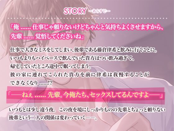 【可愛い後輩×強引×とろ甘】わんこ系部下 律希君は、エッチが上手〜おまんこ責めとねっとりクンニで奥までぐちゃぐちゃ泥酔セックス〜 [くりーむそーだぱーてぃー] | DLsite がるまに