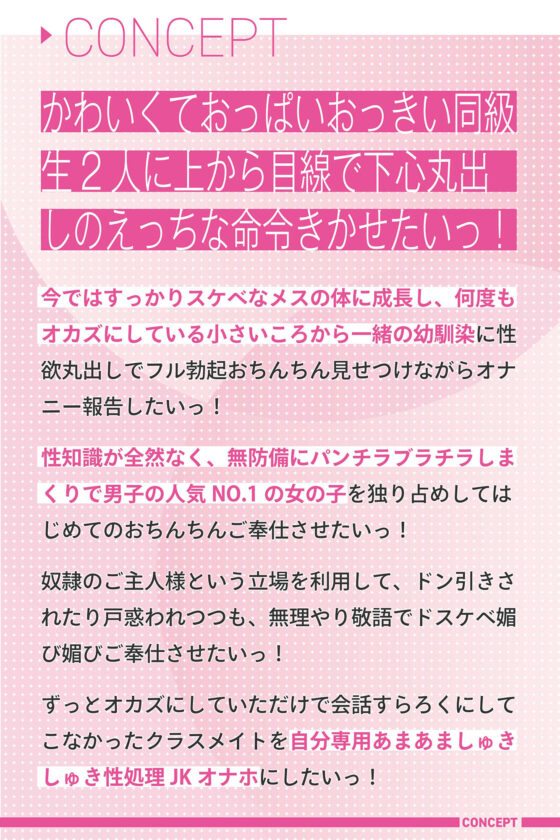 クラスメイトのJKが奴●として売られていた件について〜あまあましゅきしゅきオナホ化計画〜(桜色ピアノ) - FANZA同人