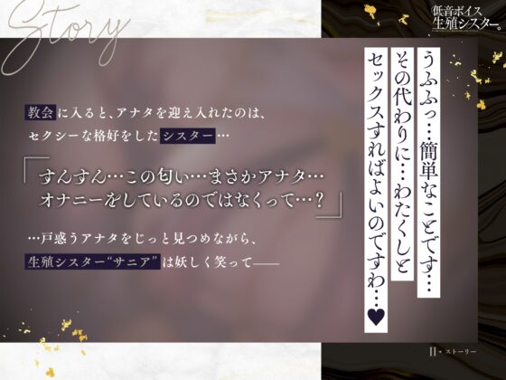 低音ボイス生殖シスター。「オナニーはいけません…溜まったザーメンは全て…わたくしにお恵みくださいな…♪」 [TigerGateProject] | DLsite 同人 - R18