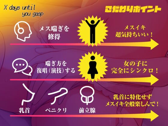 【メスのように喘ぐ練習で脳イキ癖がつく!!】キミが♀喘ぎするまでのX日間～乳首→ペ二クリイキ→前立腺のトリプルコース～【密着低音耳舐め】 [空心菜館] | DLsite 同人 - R18