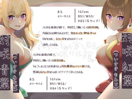 【フォーリーサウンド】孕ませ上手なお客さん募集の寒村旅館～双子姉妹に三泊四日の子作り懇願される～〈KU100 バイノーラル〉 [エモイ堂] | DLsite 同人 - R18