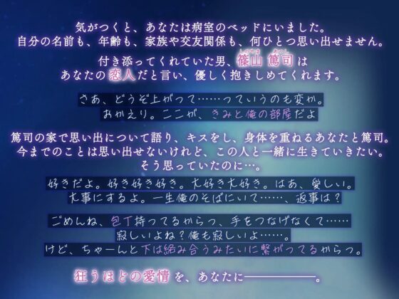 【KU100】失った記憶と、狂気にも似た愛情〜私が知らない彼は、狂うほど私を愛している〜 [狂愛プレジャー《執着×吐息》] | DLsite がるまに