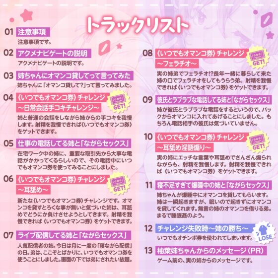 【しこゲーム】姉のオマンコしか勝たん「ながらオマンコ1」〜だる姉との射精我慢ゲームで我慢できたら《いつでもオマンコ券》をゲット〜【アクメナビゲート搭載】 [072LABO] | DLsite 同人 - R18