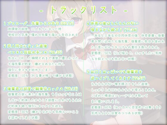 【収録3時間22分】優しい先輩はえげついプレイばかりしたがる変態でした 告られてOKしたらすけべ本性むき出しに! [帝国企画] | DLsite 同人 - R18
