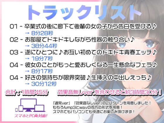 青春胸キュン体験♪卒業式の後に透明感のある可愛い後輩JKに告白されてお付き合い♪初めて同士のドキドキ初エッチ♪【バイノーラル録音リアル体験】 [快楽ボイス研究所] | DLsite 同人 - R18