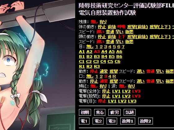 陵辱技術研究センター評価試験部FILE05 電気自慰装置動作試験 [ケチャップ味のマヨネーズ] | DLsite 同人 - R18