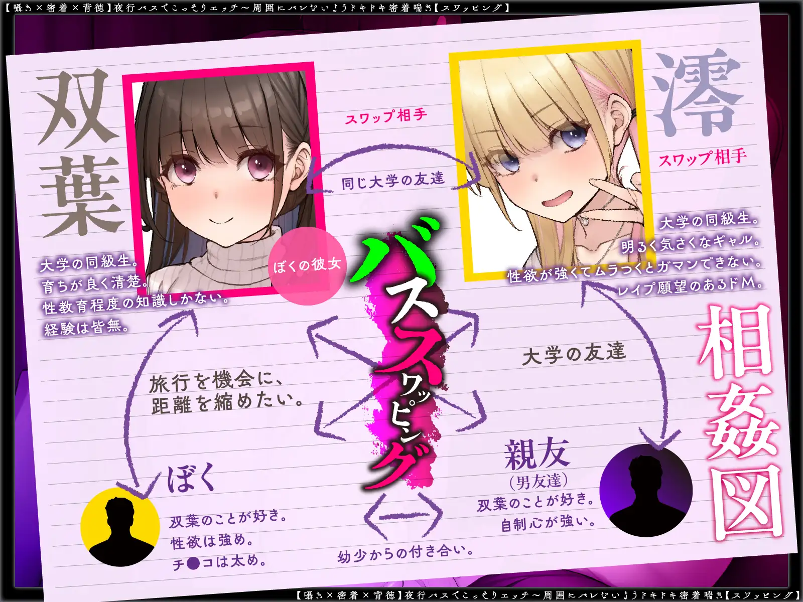 【囁き×密着】夜行バスでこっそりエッチ～周囲にバレないようドキドキ密着喘ぎ【スワッピング】 [コロコエ] | DLsite 同人 - R18