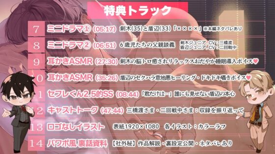真面目系クズ★モブレくん〜良識あるクズ、むたび〜【離婚危機と2人の剣木】ジ〇ニアSS/剣木と盾辺の耳かきASMR/セフレくん2.5同梱