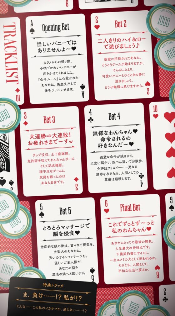 負け癖を看破してくるドSバニーガールに『免許証フリスビー』や『マゾ豚変態煽り』で徹底的に辱められ犬堕ちしてしまい湿度高めじっとり共依存エンド #イカサマバニー [くもの上ユメミ] | DLsite 同人 - R18