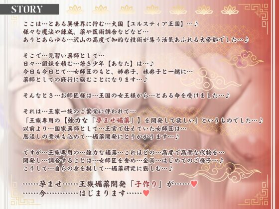 【6時間×3人薬師屋×超絶母乳ハーレム】〜薬師屋の孕みごと〜 見習い薬師のボクと…ドスケベ爆乳女薬師×3による…孕ませ！子作り！媚薬開発譚♪